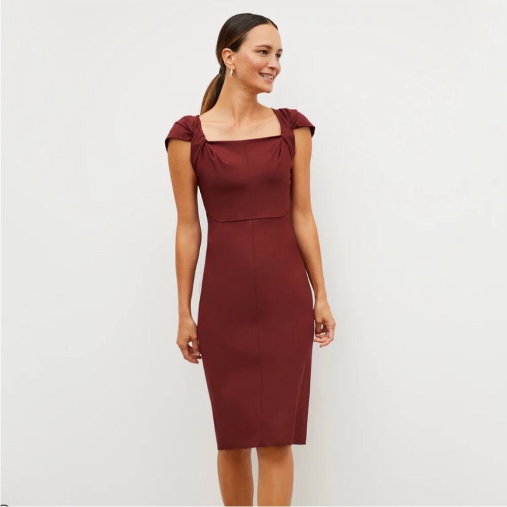 MM Lafleur Burgundy Knee-Length Sheath Dress